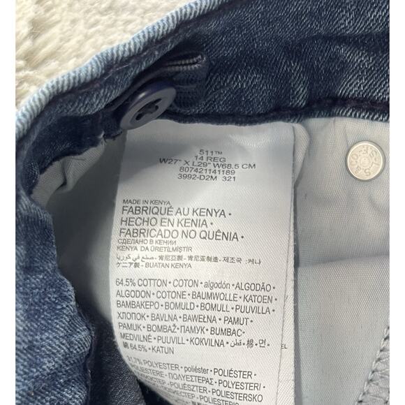 Women’s Levis 511 Denim Jeans Regular Slim Fit Blue Trousers W27 L29 Cotton - Picture 4 of 8